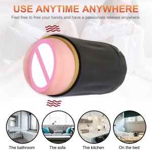 Fancial 自动男性自慰器成人感官性玩具男性自慰乐趣，具有 3 種速度級別 7 种振动模式，免提玩口交抚摸器电动抚摸口袋逼真的性爱杯（SQ-MA70025V）