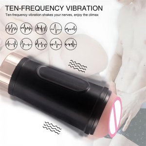 Fancial Automatic Male Masturbator Cup with 7.1in Rrealistic Pocket Pussy, Sucking Male Masturbators with 5 Suction Modes and 10 Vibration Modes, Vibrating Male Sex Toy for Men Masturbation (SQ-MA70046-HS)