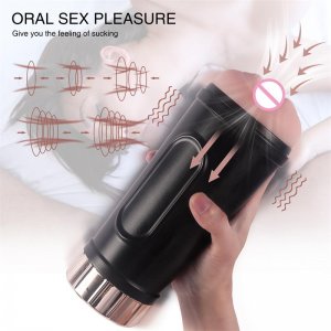 Fancial Automatic Male Masturbator Cup with 7.1in Rrealistic Pocket Pussy, Sucking Male Masturbators with 5 Suction Modes and 10 Vibration Modes, Vibrating Male Sex Toy for Men Masturbation (SQ-MA70046-HS)