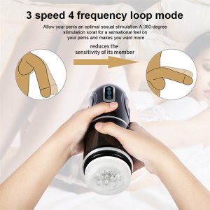 Fancial Electric Male Masturbator, Male Masterburbator Cup 3 speed 4 frequency loop mode - Male Self Pleasure Blowjob Machine Hand Free Sex Toys for Adult Men's ( SQ-MA70036)