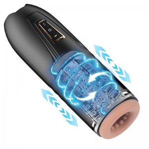 Fancial Automatic Male Masturbator, 3D Realistic Textured Electric Pocket Stroker with 3 Suction and 4 Vibrating Modes, Adult Blowjob Sex Toys for Men Masturbation and Penis Stimulation (SQ-MA70051)