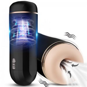 Fancial Automatic Male Masturbator, 3D Realistic Textured Electric Pocket Stroker with 3 Suction and 7 Vibrating Modes, Adult Blowjob Sex Toys for Men Masturbation and Penis Stimulation (SQ-MA70060)