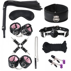 Fancial Bondage for Sex 10 Pcs BDSM Leather Bondage Sets Restraint Kits for Women and Couples (SM01)
