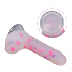 7.0 inch Colorful Liquid Silicone Huge Dildo and Realistic Dildo with Lifelike Clear Balls and Suction Cup ，Realistic Huge Dildo with Suction Cups Adult Sex Toy(SQ-WBD10016-E)