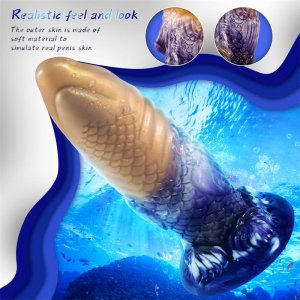 Fancial Realistic Shark Dildo,7.87 Inch Silicone Animal Dildo with Raised Texture, Thick Thrusting Anal Dildo with Suction Cup for Hands-Free and Anal Play Adult Sex Toys for Women Men(SQ-WBD10153)